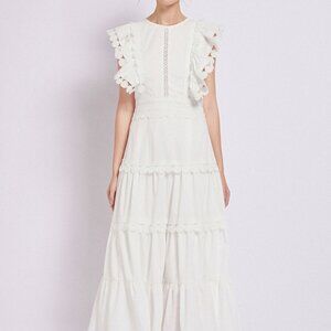 Sleeveless Ruffled Tiered Dress with Embroidered Trim | New Elegant Midi Dress